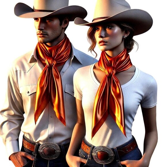 Orange Wild Rag Large Scarf 23x23" Western Accessory Cowgirl or Cowboy - Picture 3 of 7